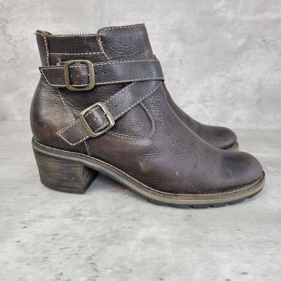 LL Bean Bootie Womens 6.5 Brown Double Buckle - Picture 3 of 13